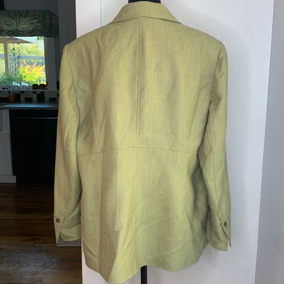 Ellen Tracy sage green blazer lined 3/4 sleeves wool cashmere blend 2 button - Picture 2 of 7